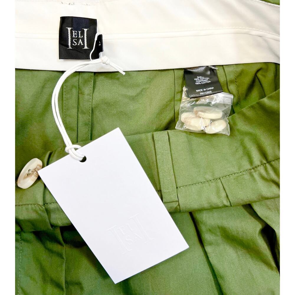 HELSA Cotton Poplin Trouser in Army Green Large Zip Fly Pleated Front Pockets - Picture 6 of 6